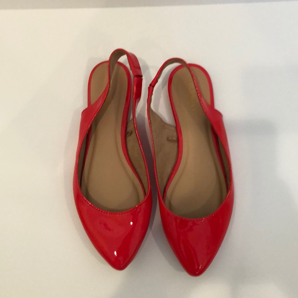 Old Navy Red Flat Shoes Womens Glossy Slingback